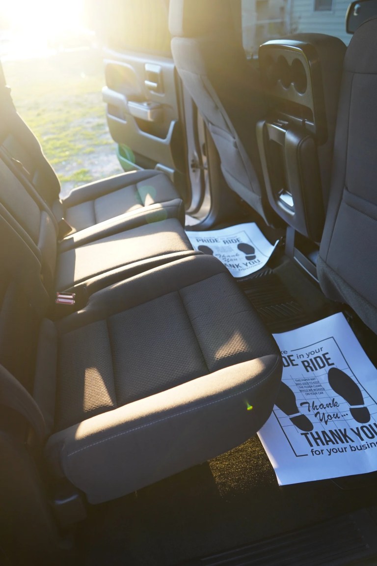 Clean rear seats and floor after an interior detail at MC Auto Detailing in Lincoln, NE